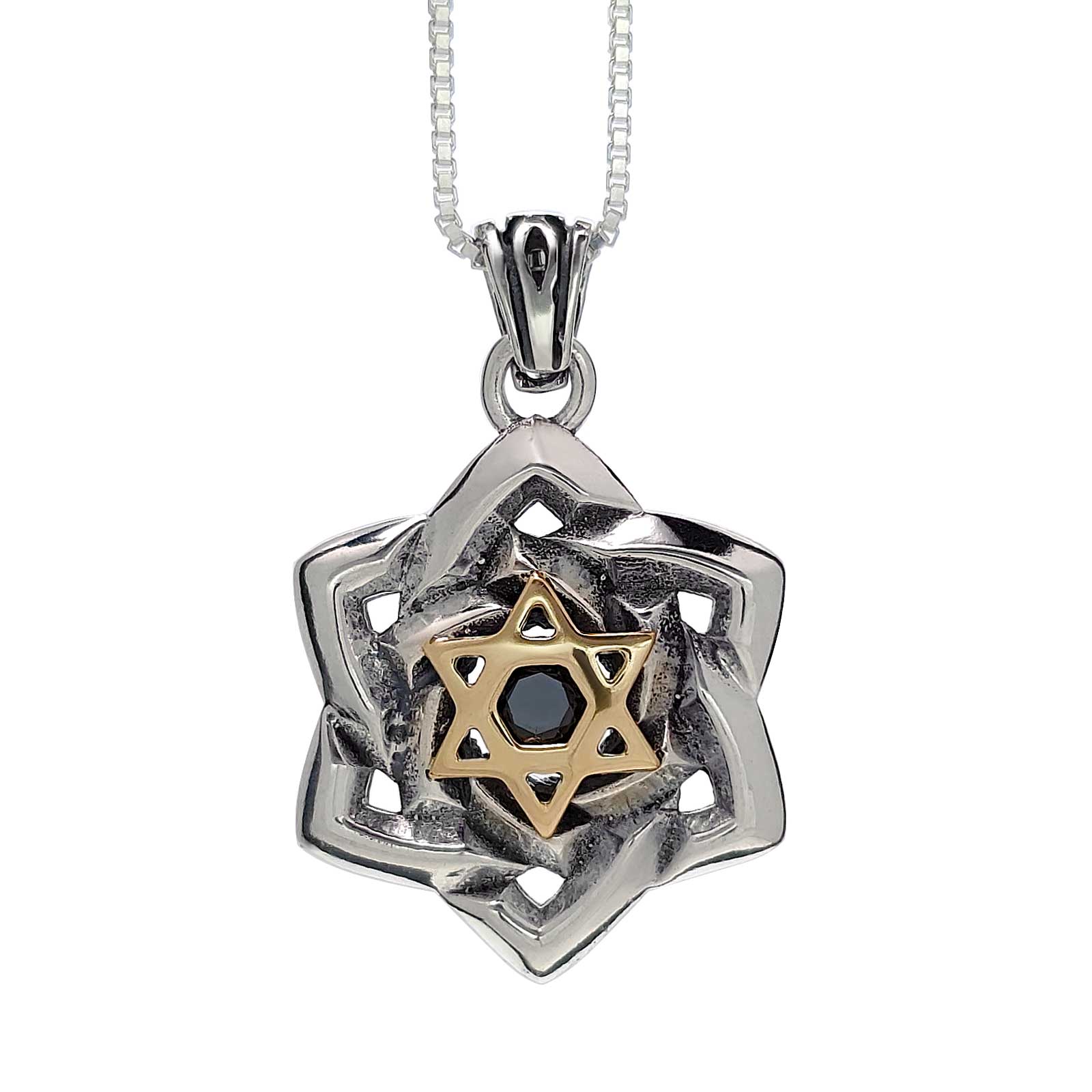 Star of David with Garnet stone Silver 925 Gold 9K - The Peace Of God®