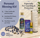 Personal Blessing Kit - Especially For Prosperity: Personalized Candle, Faith Anointing Oil, Holy Water and Rosary Beads, FREE SHIPPING