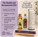 The Health and Recuperation Kit - Personalized Candle, Cedar of Lebanon Anointing Oil, Holy water and Lavender Incense FREE SHIPPING