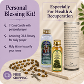 Personal Blessing Kit - Especially For Prosperity: Personalized Candle, Cedar of Lebanon Anointing Oil, Holy Water and Rosary Beads, FREE SHIPPING