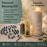 Personal Blessing Kit - Especially For Prosperity: Personalized Candle, Henna Prosperity Anointing Oil, Holy Water and Rosary Beads, FREE SHIPPING