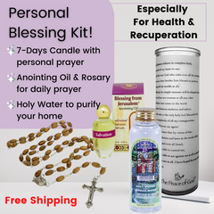 Personal Blessing Kit - Especially For Prosperity: Personalized Candle, Salvation Anointing Oil, Holy Water and Rosary Beads, FREE SHIPPING - The Peace Of God®