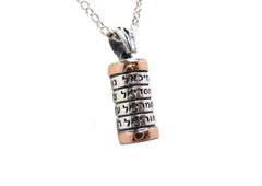 Pendant in silver roll design, combined with gold with the 12 names of angels - The Peace Of God