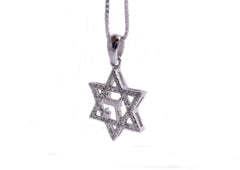 925 Sterling Silver Star of David Pendant with White Zircon Stones. - The Peace Of God®