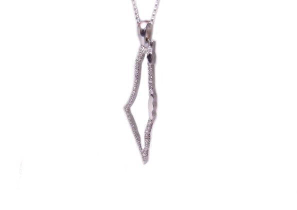 Map of Israel Sterling Silver Necklace
