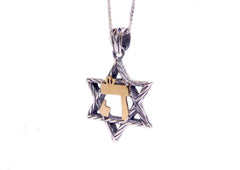 Pendant Star of David Silver with 9K gold - The Peace Of God®