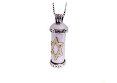 Necklace Star of David Mezuzah silver & 9k gold