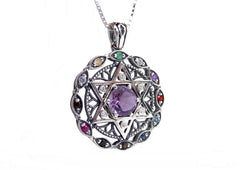 Kabbalah Pendant with Hoshen Stones Star of David , silver - The Peace Of God®