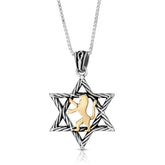 Lion of Judah Gold & Silver Pendant - With Star of David