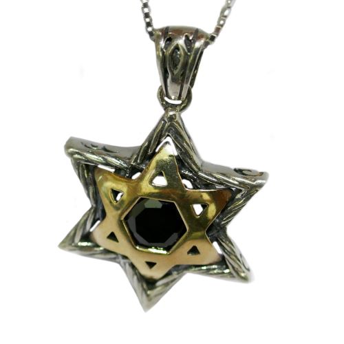 Star of David with Garnet stone Silver 925 Gold 9K - The Peace Of God®