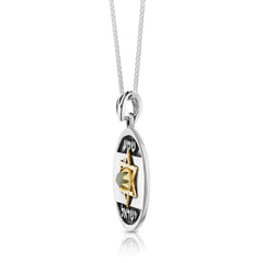 Necklace, Star of David Silver & 9K Gold with Shema Yisrael and Cat's Eye Stone - The Peace Of God®