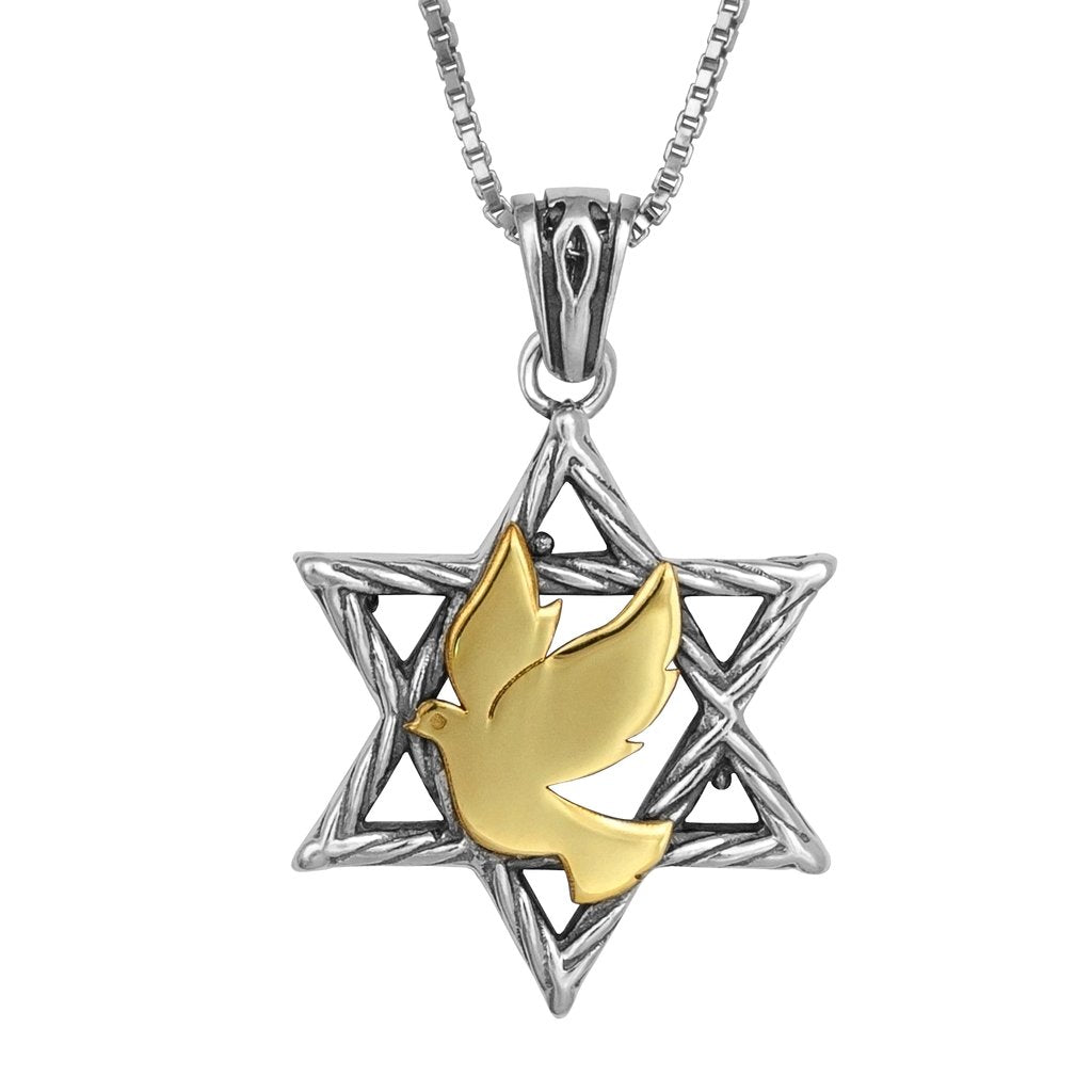 pendant Star of David with Dove of Peace, silver & 9k gold - The Peace Of God®