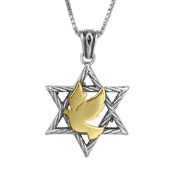 pendant Star of David with Dove of Peace, silver & 9k gold - The Peace Of God®