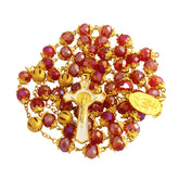 Catholic Rosary Beads Red Crystal Medal Crucifix Prayer Necklace Jerusalem - The Peace Of God®