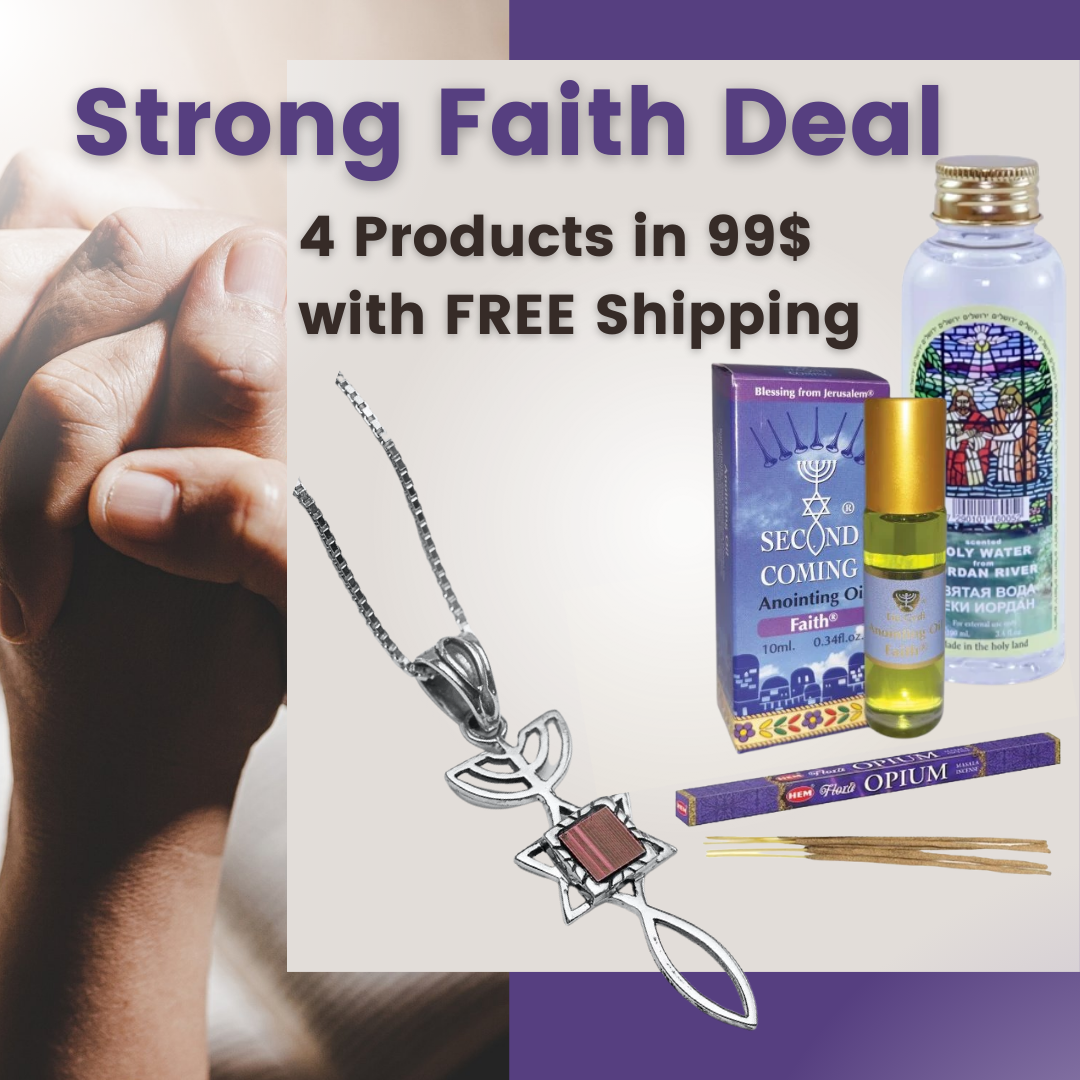 Strong Faith Deal -Nano Sim Messianic Symbol Old Bible Necklace, Faith Anointing Oil, Holy Water and Opium Incense FREE SHIPPING - The Peace Of God®