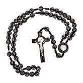 Black Rosary Beads Decorated with Cross Decor with Order of Saint Benedict - The Peace Of God®