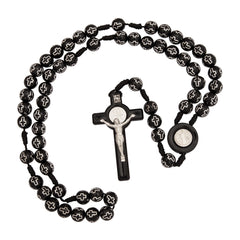 Black Rosary Beads Decorated with Cross Decor with Order of Saint Benedict - The Peace Of God®
