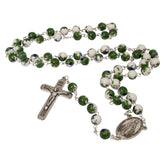 Rosary Prayer Beads INRI White Beaded With green flowers - The Peace Of God®