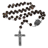 Rosary Prayer Beads INRI Black Crystal Beaded Crucifix Necklace Jerusalem - The Peace Of God®