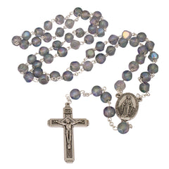 Rosary Prayer Beads INRI, Gray Crystal Beaded Crucifix Necklace Jerusalem - The Peace Of God®