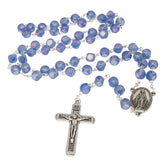 Rosary Prayer Beads INRI Blue Crystal Beaded Crucifix Necklace Jerusalem - The Peace Of God®