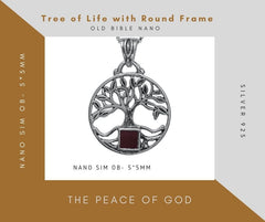 Nano Sim OB Silver Pendant Tree of Life with Round Frame - The Peace Of God®