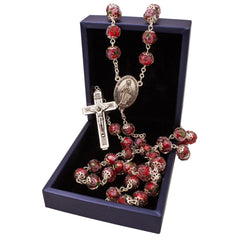Rosary Prayer Beads INRI Rose Red Crystal - The Peace Of God®