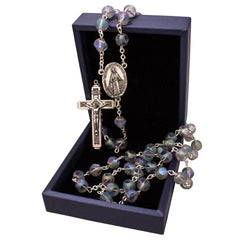 Rosary Prayer Beads INRI, Gray Crystal Beaded Crucifix Necklace Jerusalem - The Peace Of God®