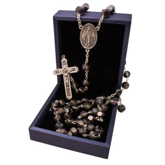 Rosary Prayer Beads INRI Black Crystal Beaded Crucifix Necklace Jerusalem - The Peace Of God®