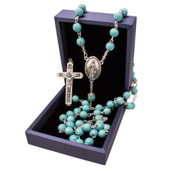 Classic catholic rosary with a crucifixion I.N.R.I. Turquoise rosary - The Peace Of God®