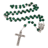 Classic catholic rosary with a crucifixion I.N.R.I. Green Stone - The Peace Of God®