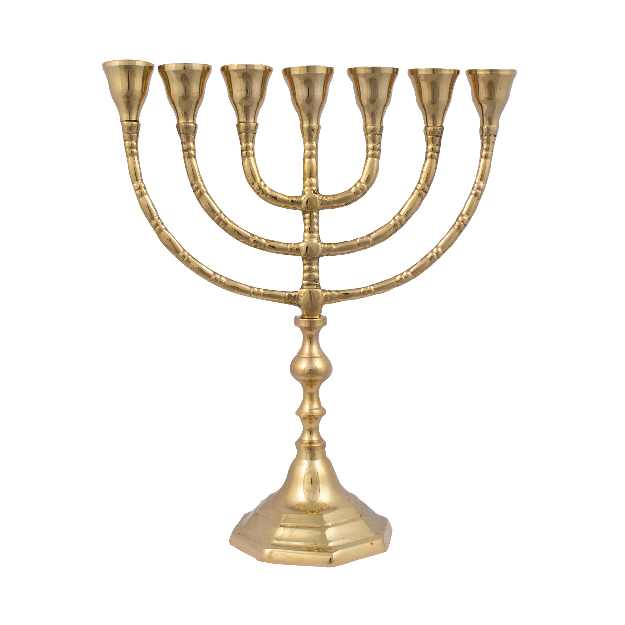 Menorah shiny brass finish /10 inches - 25cm - The Peace Of God®
