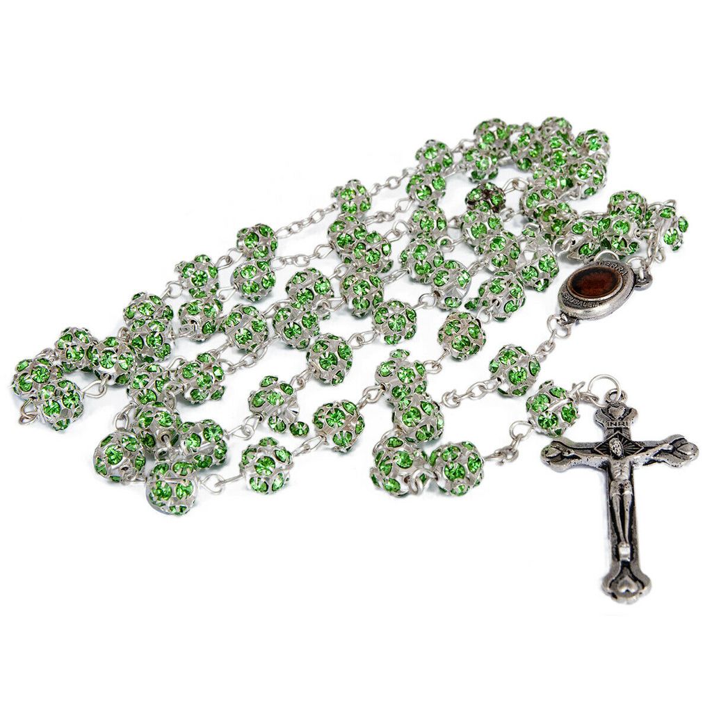 Rosary Beads Prayer Green Crystal w/Сrucifix & Holy Soil from Jerusalem - The Peace Of God®