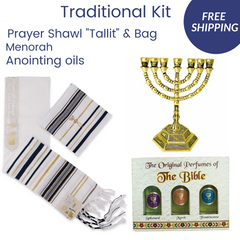 Israeli Traditional Set - Talits - Anointing Oil - Menorah . Free Shipping - The Peace Of God®