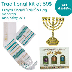 Israeli Traditional Set - Talits - Anointing Oil - Menorah . Free Shipping - The Peace Of God®