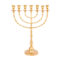 Menorah decorated with balls with a shiny brass finish / 18 inches - 47 cm - The Peace Of God®