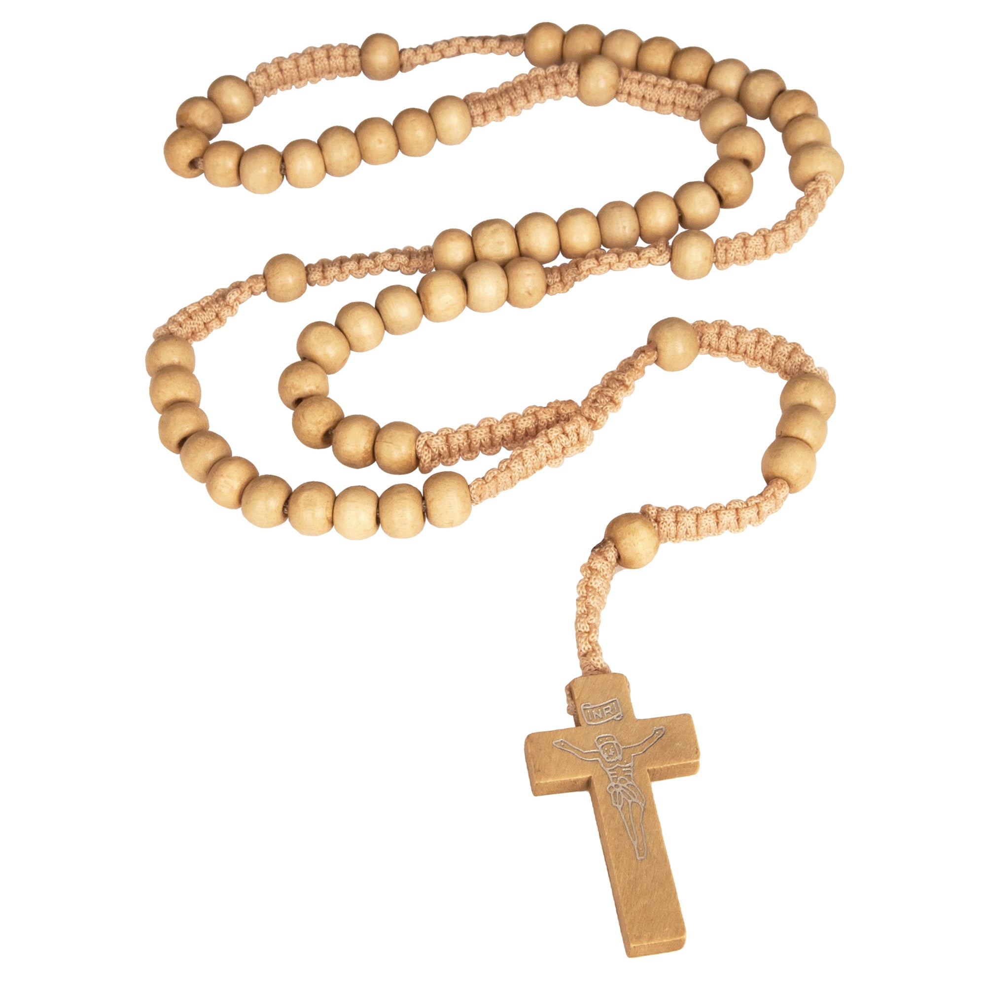 Catholic natural Wooden Prayer Beads Light beige Rosary with Crucifix from Jerusalem - The Peace Of God®
