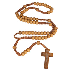 Catholic natural Wooden Prayer Beads Beige Rosary with Crucifix from Jerusalem - The Peace Of God®