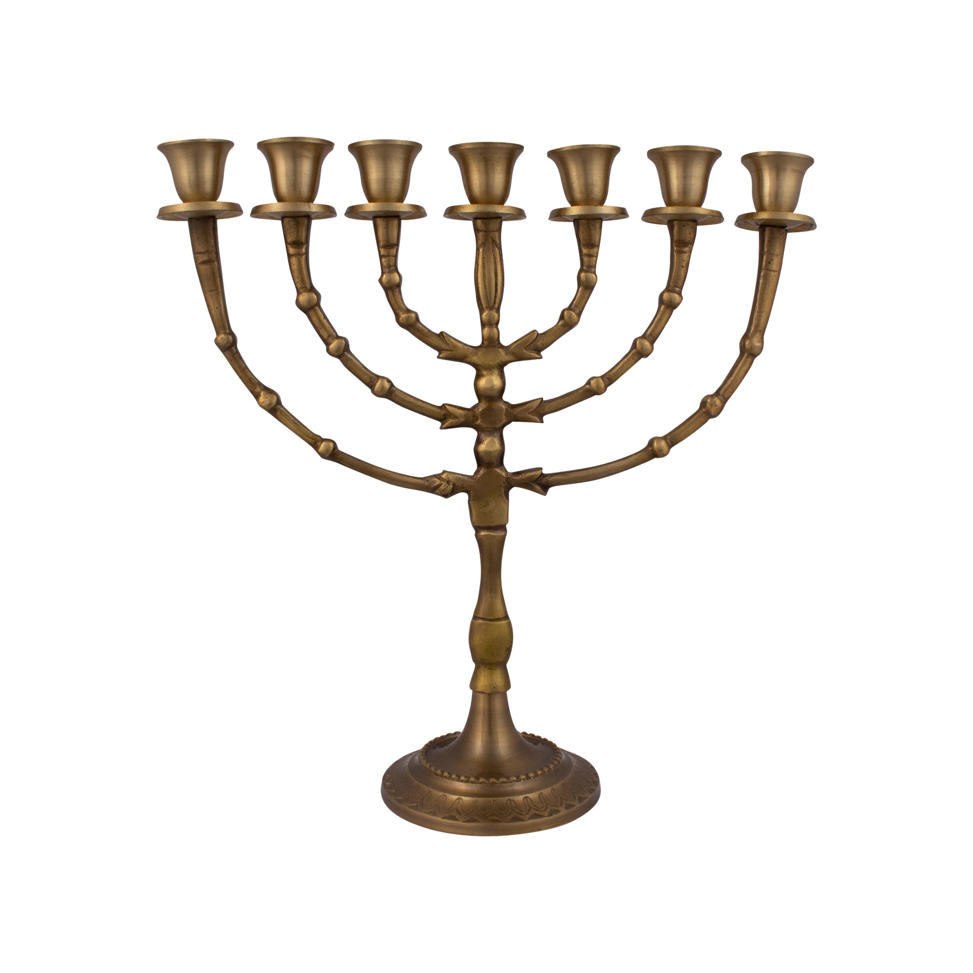 A classic menorah decorated with antique bronze finish balls /12 inches -30cm - The Peace Of God®