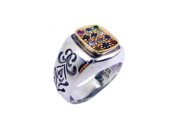 Twelve Tribes of Israel Hoshen Ring Silver and Gold 9k