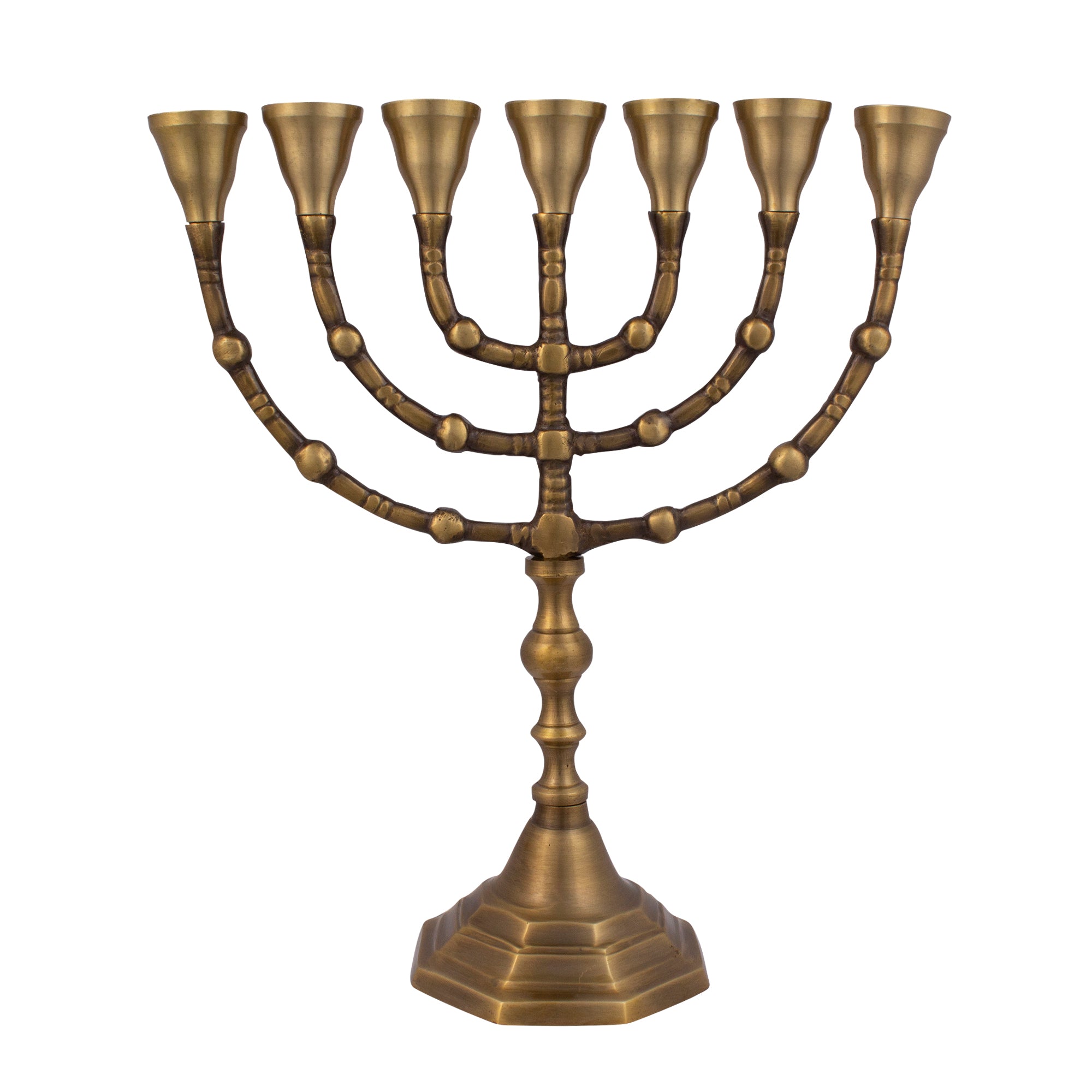 Menorah decorated with balls antique bronze finish /10inches - 25cm - The Peace Of God®