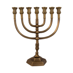 Menorah - hexagonal base with antique bronze finish /12 inches - 30cm - The Peace Of God®