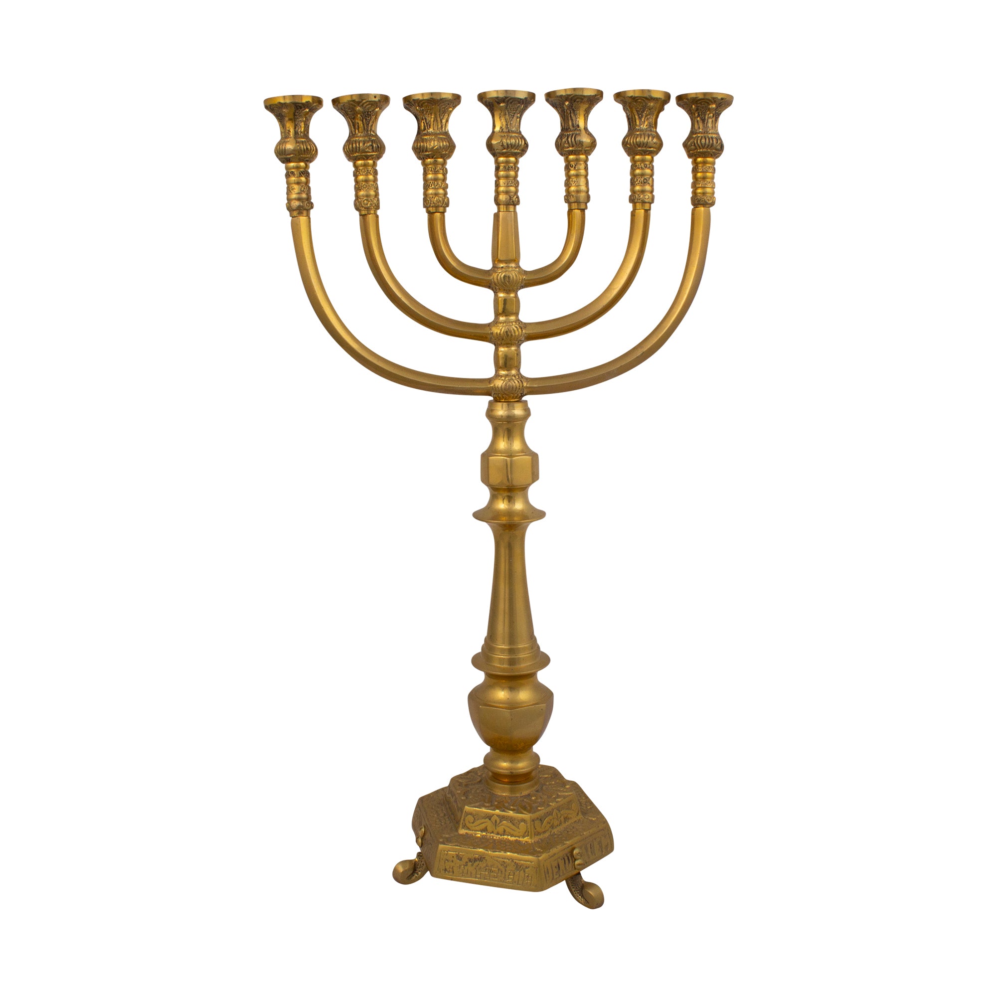 Temple Menorah in shiny gold brass /17 inches - 42cm - The Peace Of God®