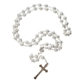 White Rosary Beads with Cross Decor and Holy Soil from Jerusalem - The Peace Of God®