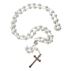 White Rosary Beads with Cross Decor and Holy Soil from Jerusalem - The Peace Of God®