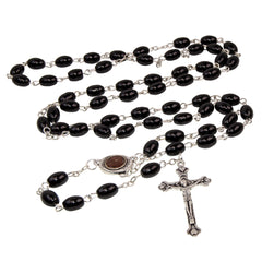 Rosary Prayer Beads INRI Black Crystal Beaded Crucifix Necklace Jerusalem - The Peace Of God®