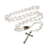 Rosary Beads with INRI White Crystal Beaded from Jerusalem the Holy Land - The Peace Of God®