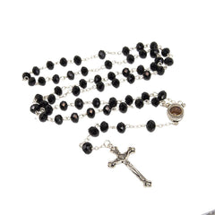 Rosary Beads with INRI Black Crystal Beaded from Jerusalem the Holy Land - The Peace Of God®