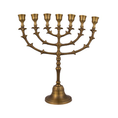 Menorah decorated with leaves - antique bronze finish /12 inches - 30cm - The Peace Of God®