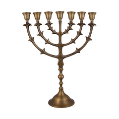 Menorah decorated with leaves - antique bronze finish /12 inches - 30cm - The Peace Of God®